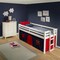 Alaterre Furniture Jasper Twin Junior Loft Bed, White Frame and Blue/Red Playhouse Tent AJJP00WHATBRE - alternate 3